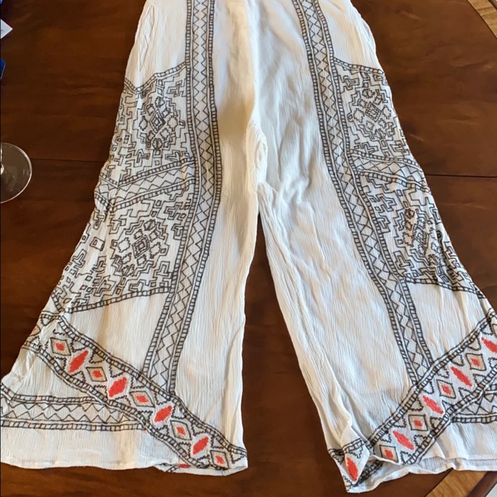 White Boho Pattern Pants